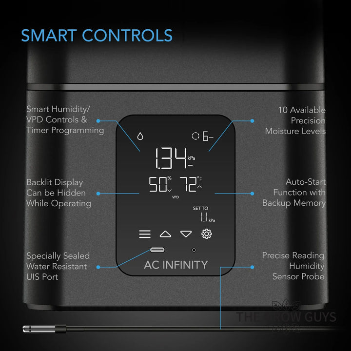 Cloudforge T7 V2 by AC Infinity — 15L UIS Smart Humidifier for Grow Rooms
