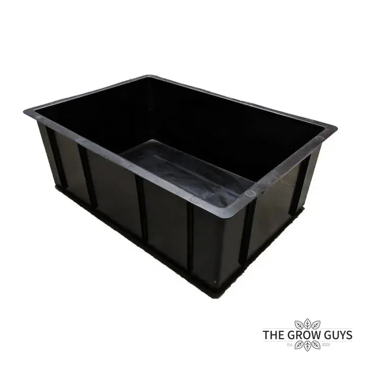 Crop Box Tub Black Solid Base — Stackable Hydroponic Reservoir for DWC, Mixing & Storage