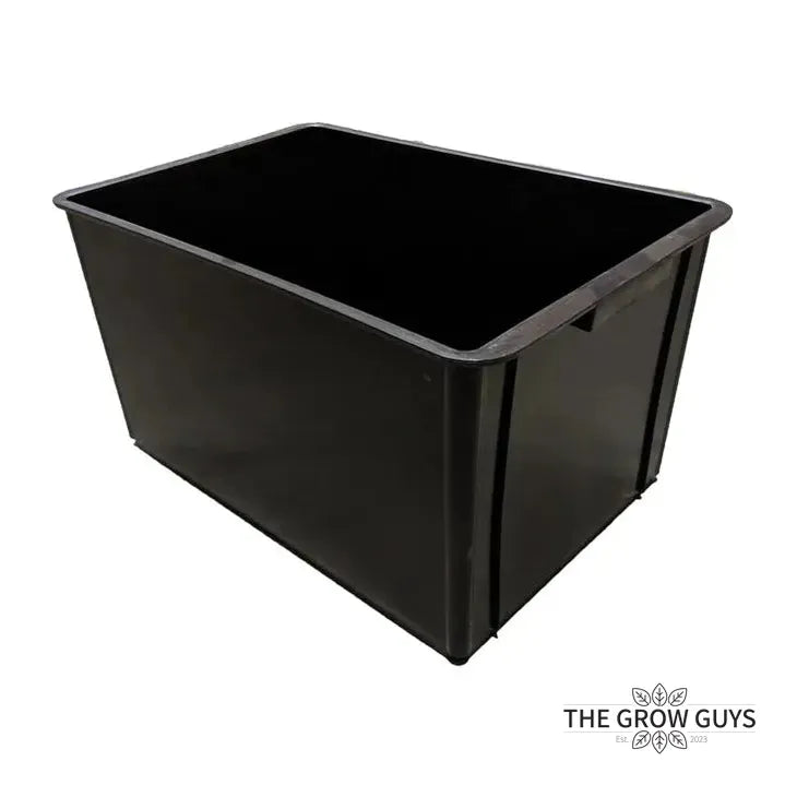 Crop Box Tub Black Solid Base — Stackable Hydroponic Reservoir for DWC, Mixing & Storage