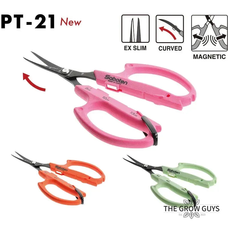 Curved Blade Trimming Scissors PT-21 by Saboten — Japanese Auto-Opening Magnetic Trim Tool