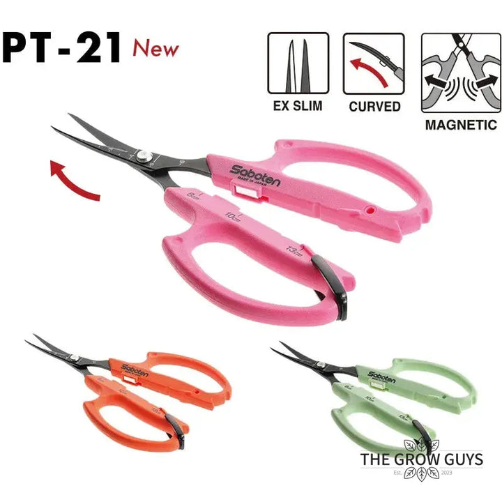 Curved Blade Trimming Scissors PT-21 by Saboten — Japanese Auto-Opening Magnetic Trim Tool