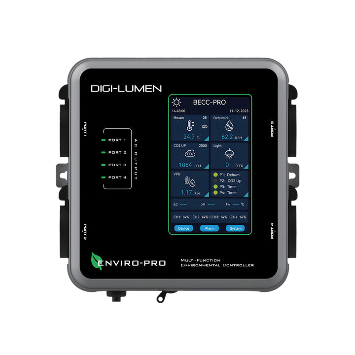 Enviro-Pro Environmental Controller by Digi-Lumen — Temp, Humidity, CO₂ & VPD with 4-Channel Dimming