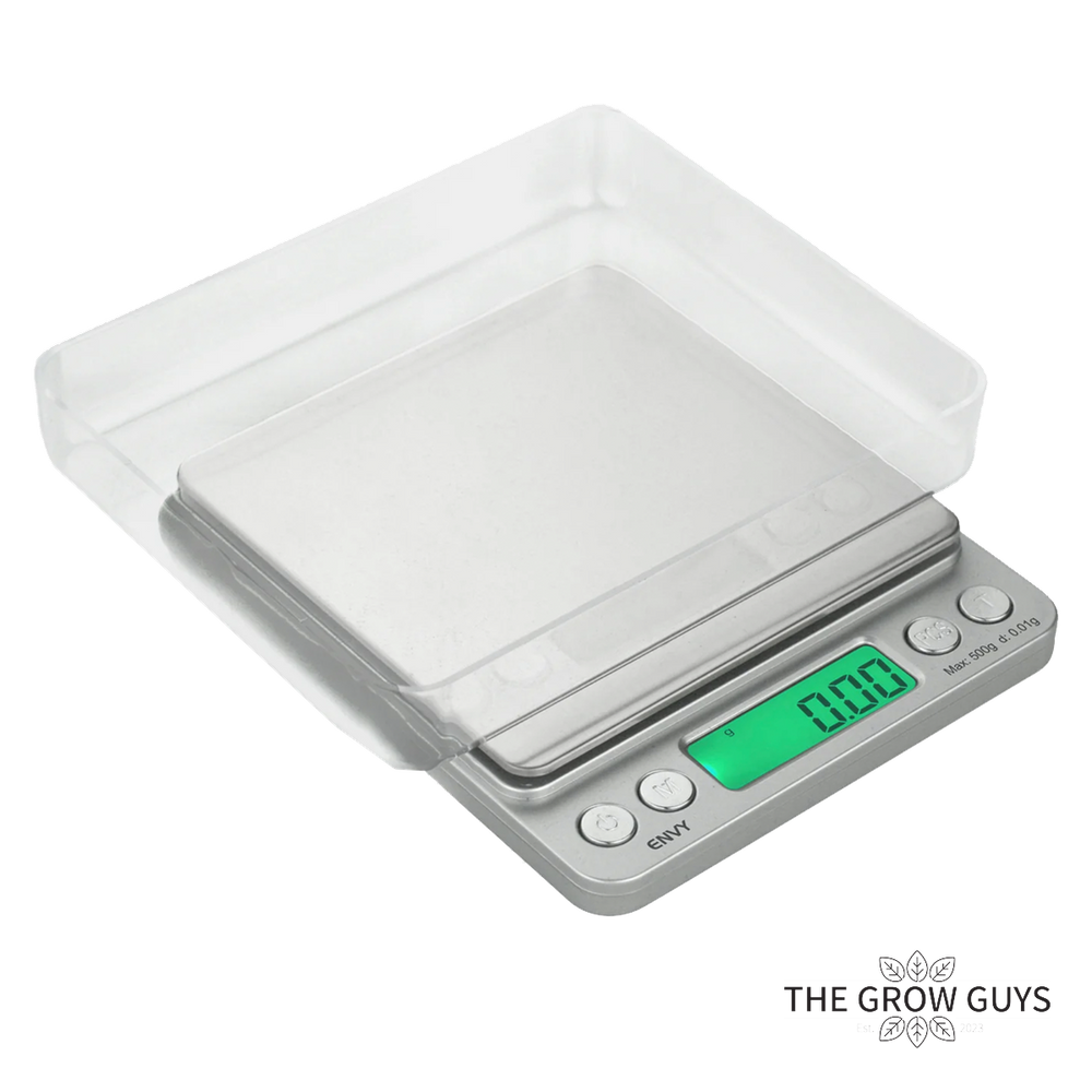 Envy NV-500 Mini Scale by On Balance — 500g x 0.01g Digital Scale with Dual Weighing Trays