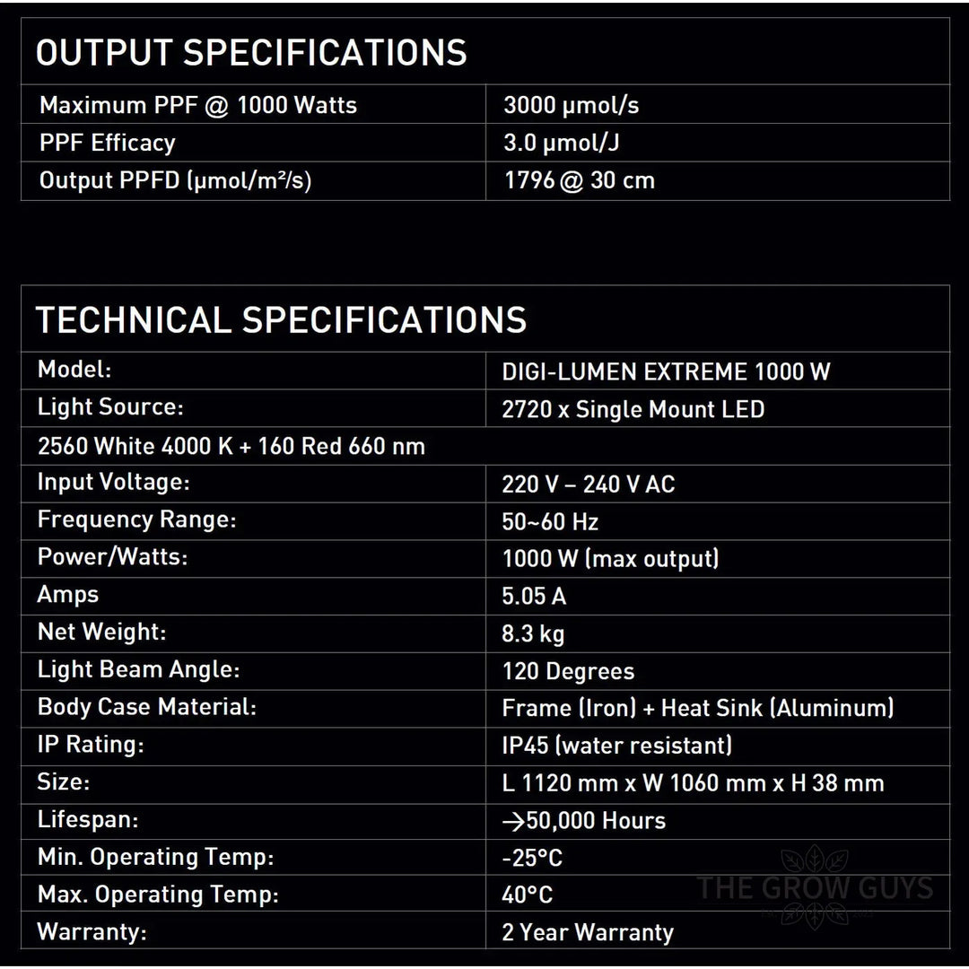 Extreme 1000W LED Grow Light by Digi-Lumen — 8-Bar Bi-Fold Full Spectrum