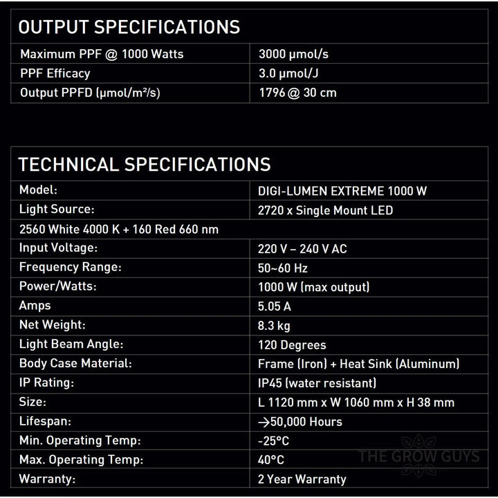 Extreme 1000W LED Grow Light by Digi-Lumen — 8-Bar Bi-Fold Full Spectrum