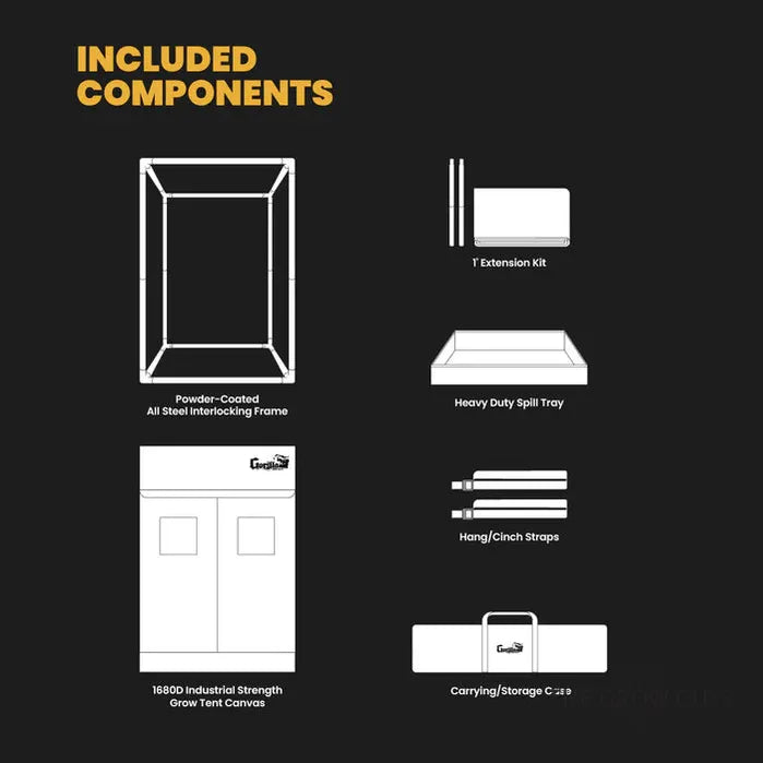 Gorilla Grow Tent 3×3 by Gorilla — 91×91cm Adjustable Height 1680D Canvas Grow Tent