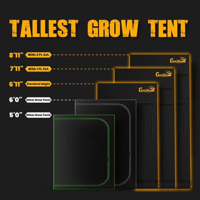 Gorilla Grow Tent 3×3 by Gorilla — 91×91cm Adjustable Height 1680D Canvas Grow Tent