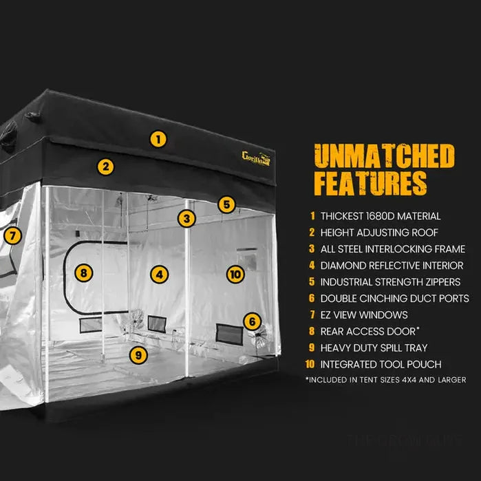 Gorilla Grow Tent 3×3 by Gorilla — 91×91cm Adjustable Height 1680D Canvas Grow Tent