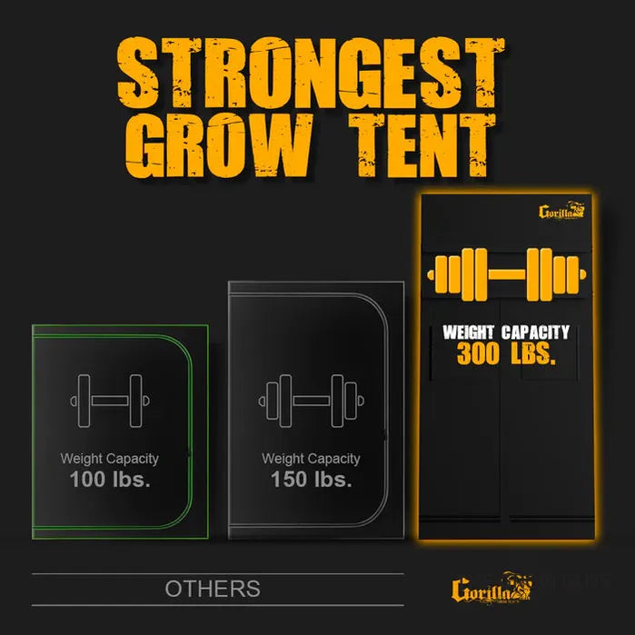 Gorilla Grow Tent 5×5 by Gorilla — 152×152cm Adjustable Height 1680D Canvas Grow Tent