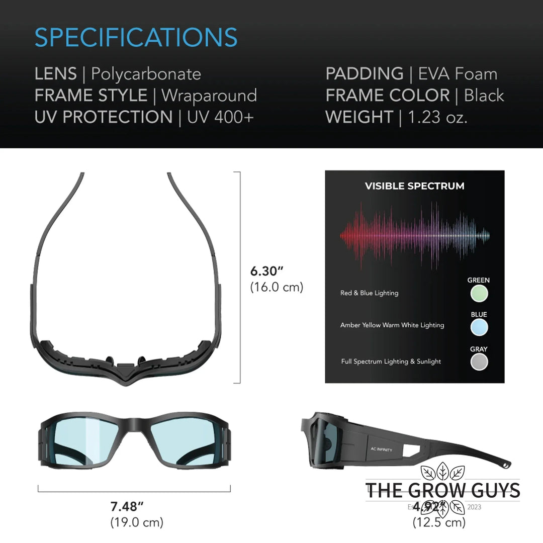Grow Room Glasses by AC Infinity — True Colour Eye Protection Under Grow Lights