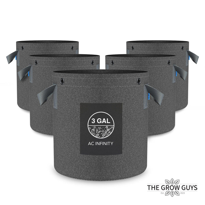 Heavy Duty Fabric Pots by AC Infinity — 500G 5-Pack with Steel LST Rings