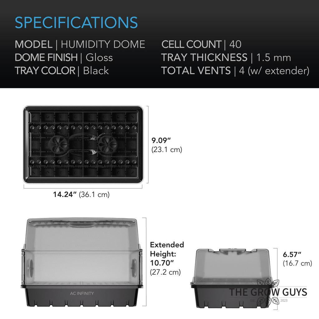 Humidity Dome with Height Extension 5x8 by AC Infinity — 40-Cell Seed & Clone Propagation Kit