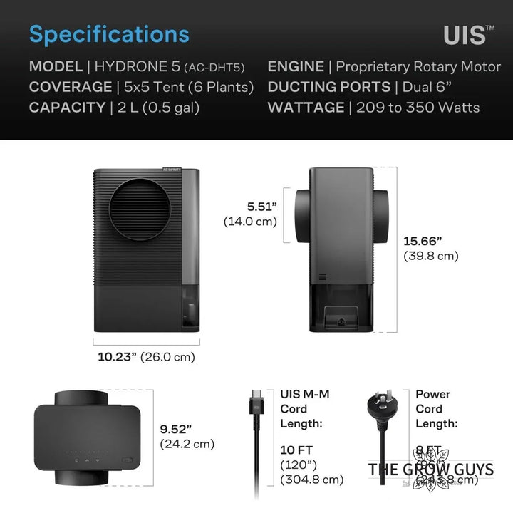Hydrone 5 Plant Dehumidifier by AC Infinity - precision VPD humidity control system