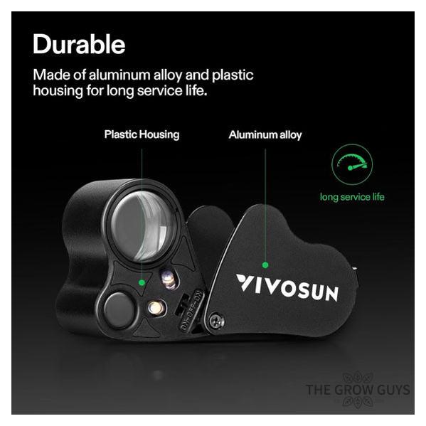 Jewelers loupe magnifier by Vivosun - Dual lens LED pocket loupe