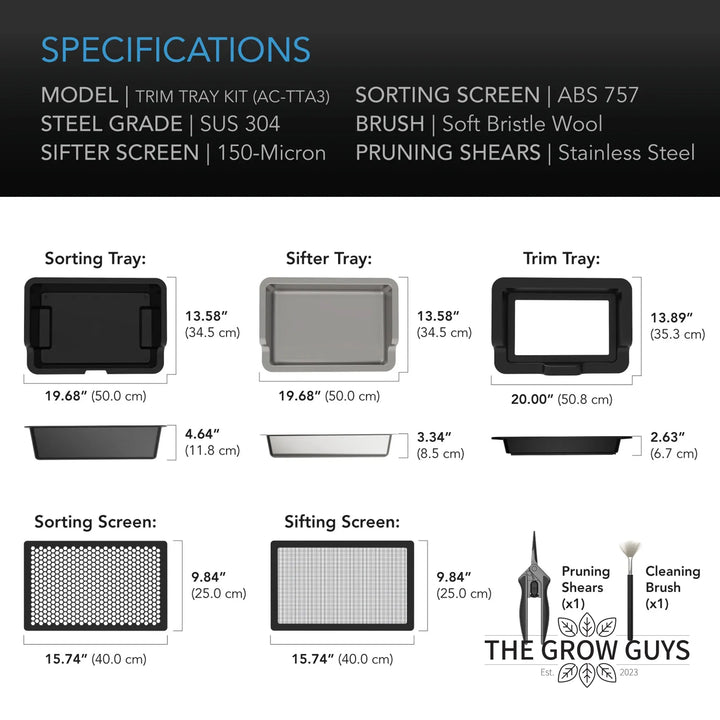 Large Trim Tray System by AC Infinity — Three-Tier Harvest Workstation