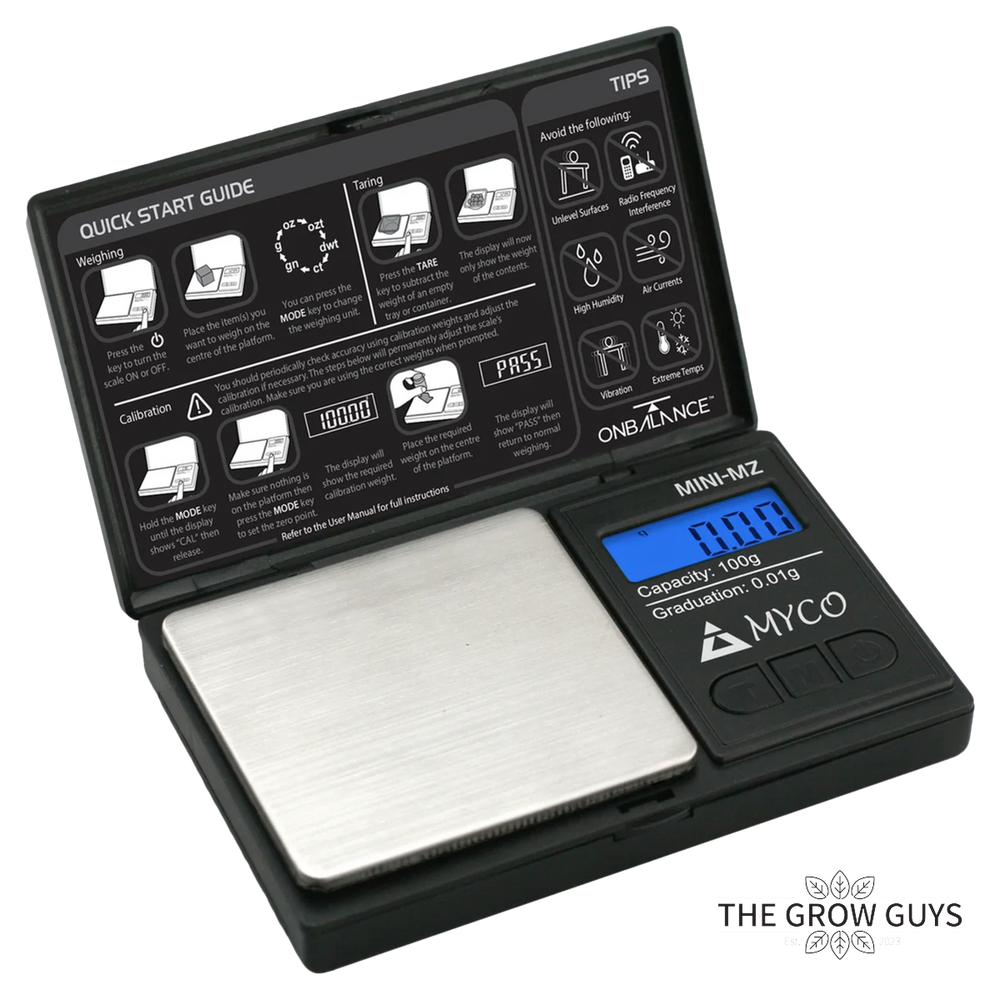Myco Mini MZ Pocket Scale by On Balance — 100g x 0.01g Digital Pocket Scale (Hinged Cover)
