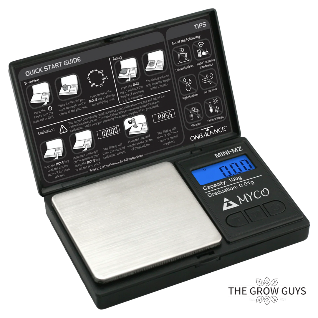 Myco Mini MZ Pocket Scale by On Balance — 100g x 0.01g Digital Pocket Scale (Hinged Cover)