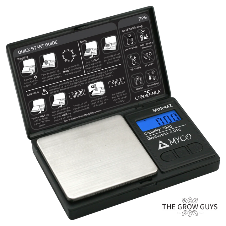 Myco Mini MZ Pocket Scale by On Balance — 100g x 0.01g Digital Pocket Scale (Hinged Cover)
