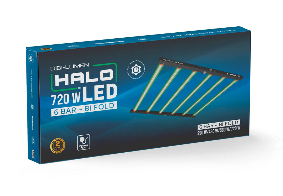 Halo 720 W LED by Digi‑Lumen – 6‑Bar Bi‑Fold Grow Light