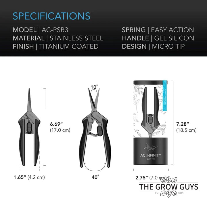 Pruning Shear with Cleaning Kit by AC Infinity — 6.6" Straight Blade