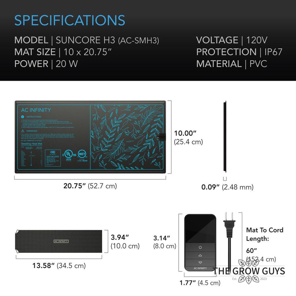 SUNCORE H3 by AC Infinity – Seedling Heat Mat + Controller