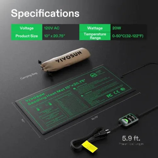 Seedling Heat Mat with Thermostat by VIVOSUN - propagation heating mat