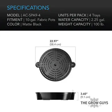 Self-Watering Fabric Pot Base by AC Infinity — 4-Pack Hands-Free Watering Trays