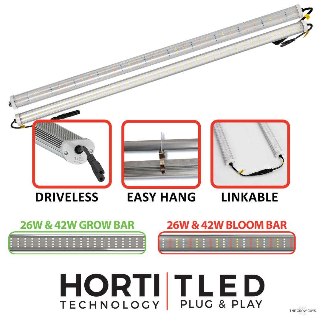 TLED Driverless LED Grow Bar by Horti-Vision — Slimline 26W/42W Grow & Bloom Spectrum