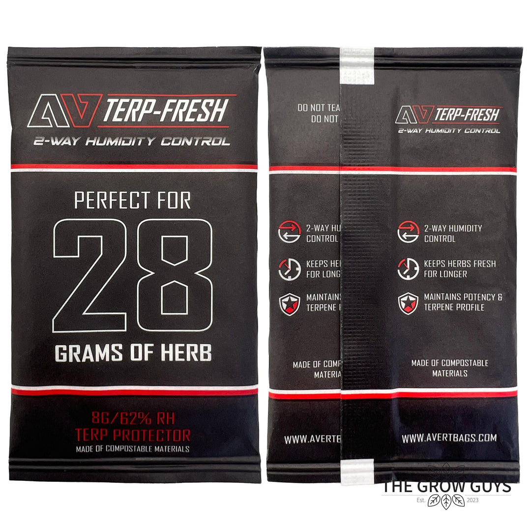 Terp Fresh 28g by Avert — Compostable 2-Way 62% RH Humidity Pack for Quarter Jar Storage