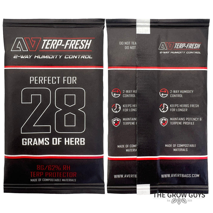 Terp Fresh 28g by Avert — Compostable 2-Way 62% RH Humidity Pack for Quarter Jar Storage