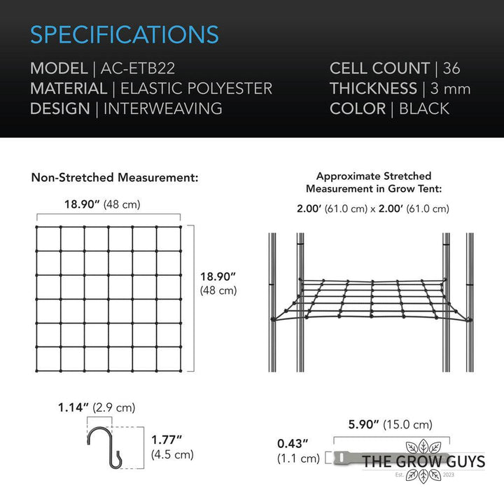 Trellis Netting by AC Infinity — Elastic Scrog Net for Grow Tents (2x2 to 5x5)