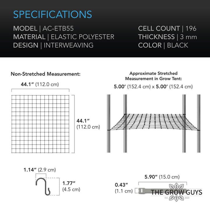 Trellis Netting by AC Infinity — Elastic Scrog Net for Grow Tents (2x2 to 5x5)