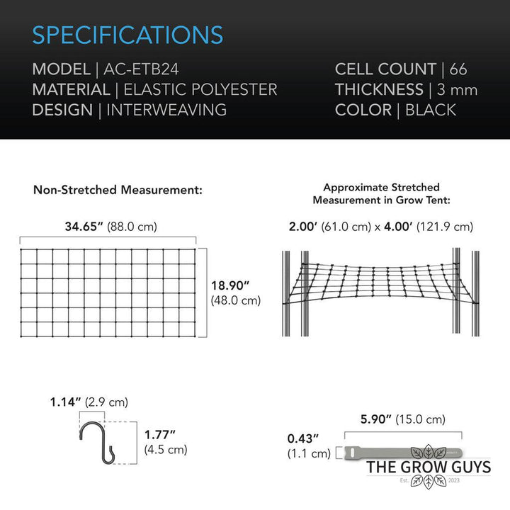 Trellis Netting by AC Infinity – Flexible Elastic Cords