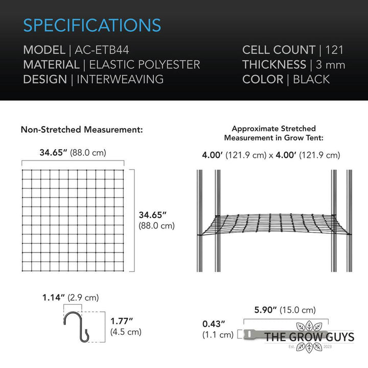 Trellis Netting by AC Infinity – Flexible Elastic Cords
