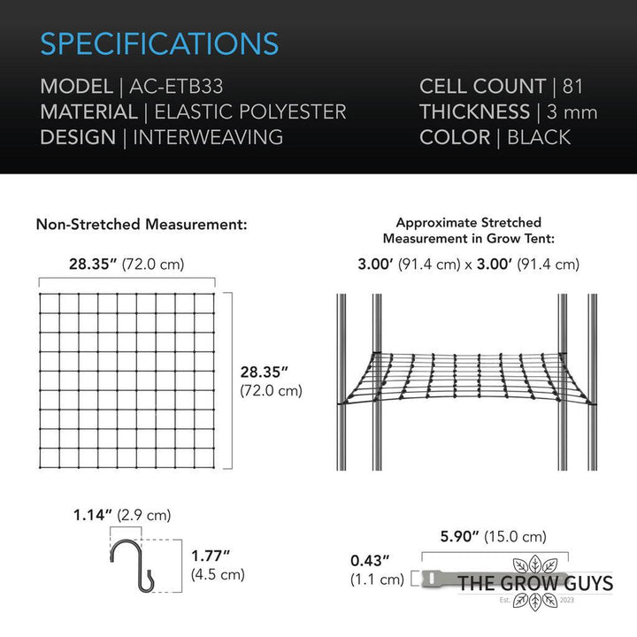Trellis Netting by AC Infinity – Flexible Elastic Cords
