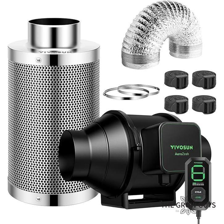 VIVOSUN AeroZesh Grow Tent Ventilation Kit — Inline Fan, Carbon Filter & Smart Controller