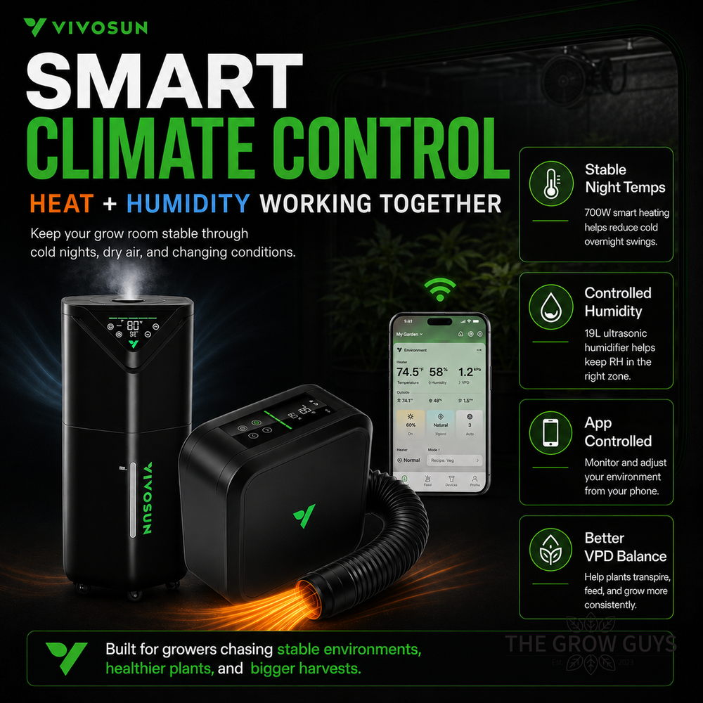 VIVOSUN Smart Climate Combo — AeroStream H19 Humidifier + AeroFlux 700W Heater for VPD Control