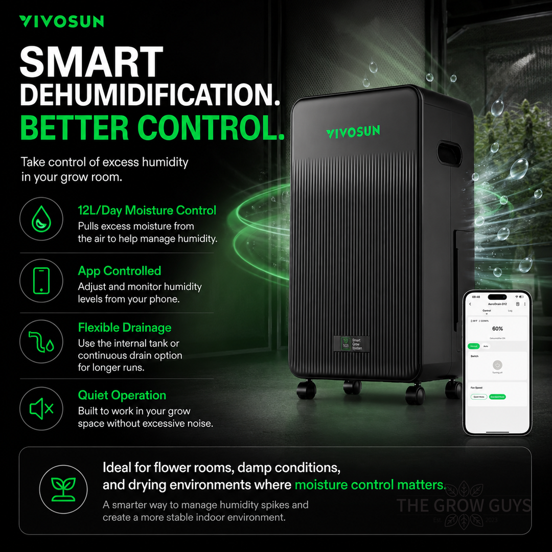 VIVOSUN Smart Climate Control Combo — AeroFlux 700W Heater + AeroDrain D12 Dehumidifier