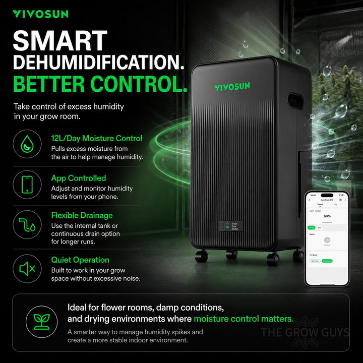 VIVOSUN Smart Climate Control Combo — AeroFlux 700W Heater + AeroDrain D12 Dehumidifier