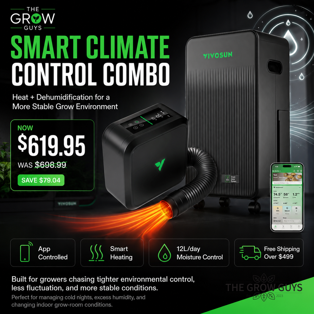 VIVOSUN Smart Climate Control Combo — AeroFlux 700W Heater + AeroDrain D12 Dehumidifier