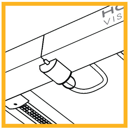 Diagram of the Horti-Vision Split Line 3.0 removable pin at the centre joint of the 720W LED fixture