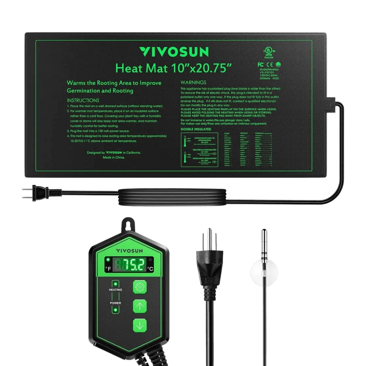 Seedling Heat Mat with Thermostat by VIVOSUN - propagation heating mat