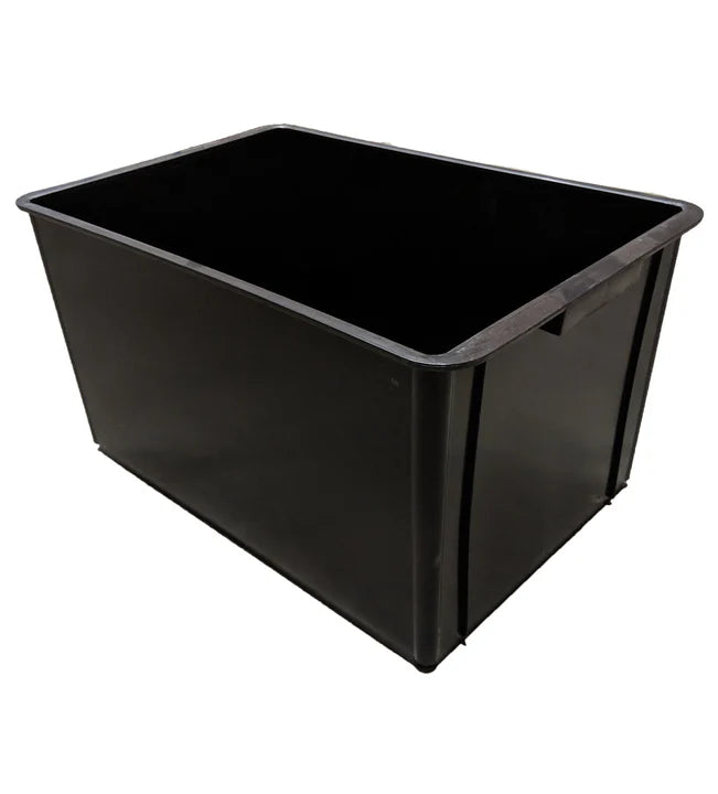 Crop Box Tub Black Solid Base — Stackable Hydroponic Reservoir for DWC, Mixing & Storage