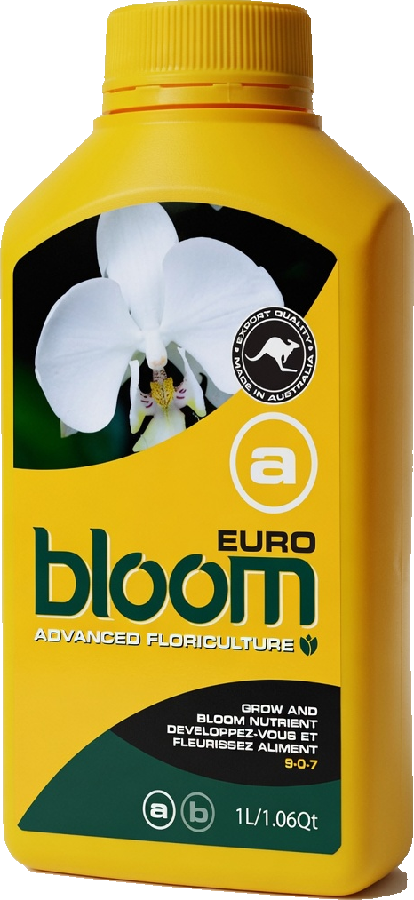 Bloom Euro yellow bottle, two-part A and B base nutrient by Bloom Yellow Bottles
