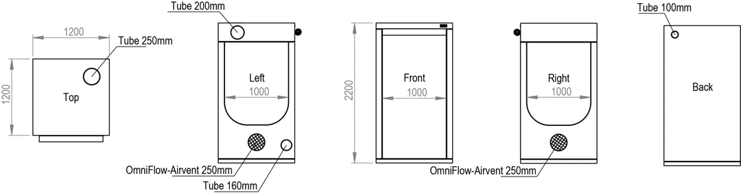 1.2 x 1.2 x 2.2m Grow Tent — Ambient Q120+ by HOMEbox