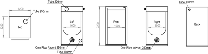 1.2 x 1.2 x 2.2m Grow Tent — Ambient Q120+ by HOMEbox