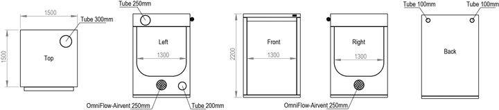 1.5 x 1.5 x 2.2m Grow Tent — Ambient Q150+ by HOMEbox