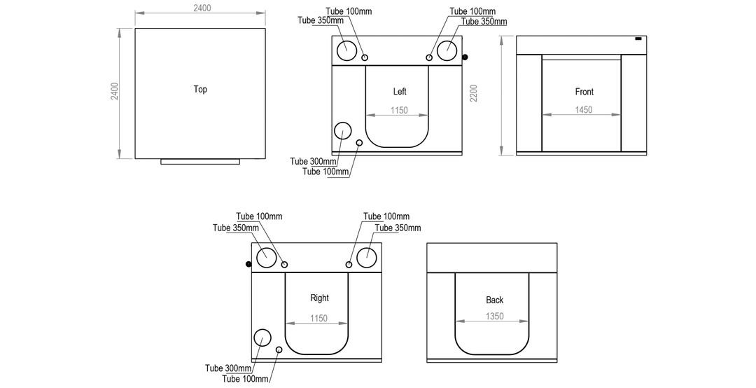 2.4 x 2.4 x 2.2m Grow Tent — Ambient Q240+ by HOMEbox