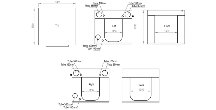 2.4 x 2.4 x 2.2m Grow Tent — Ambient Q240+ by HOMEbox
