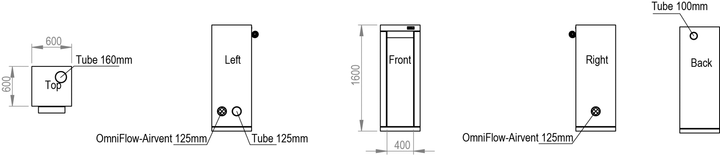 0.6 x 0.6 x 1.6m Grow Tent — Ambient Q60+ by HOMEbox